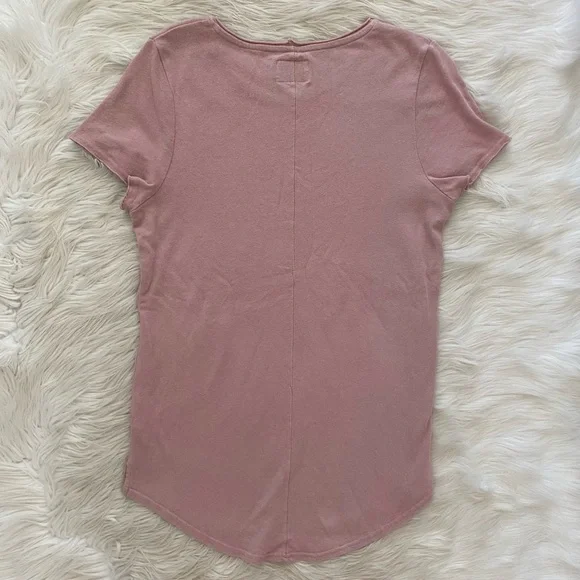 Pact Blush Pink Organic Cotton Linen Short Sleeve Tee Shirt - Picture 5 of 6